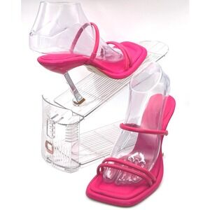 Schutz Hot Pink Agatha Square Toe Leather Sandals Women's 7.5B